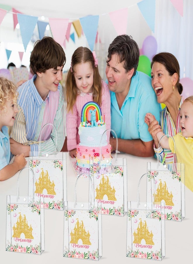 Oitnlaughter 24Pcs Princess Birthday Party Favor Bags PVC Gift Snacks Bag With Handle 5.9 x 2.8 x 6.3 Inches Castle Floral Fairy Princess Theme Treat Candy Goodies Plastic Bag for Birthday Baby Shower Supplies - Image 5